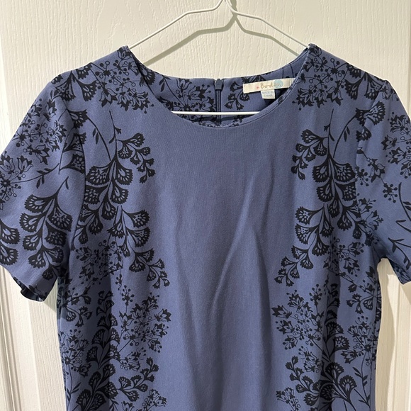 Boden Ponte Floral Slate Blue Shift Dress - Picture 4 of 10